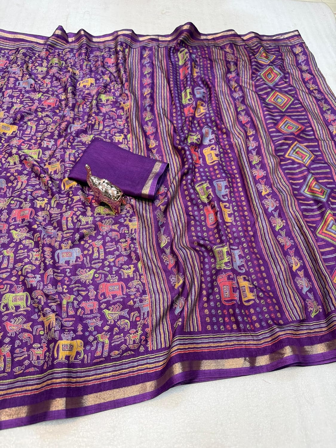 Vasthrlay Classic Kalamkari Saree with elegant Ghicha styling