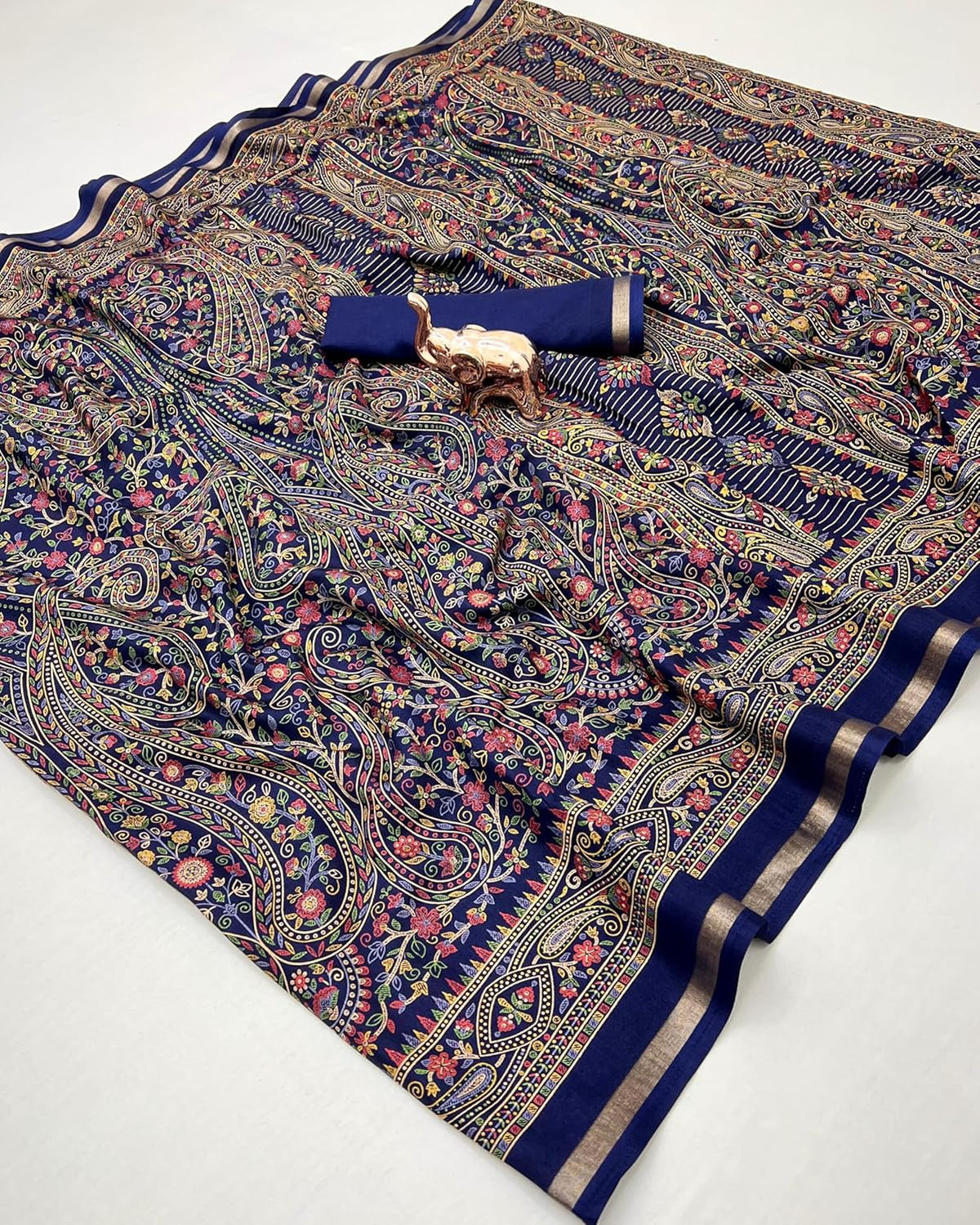 Vasthrlay Classic Floral Saree with elegant Tussar styling