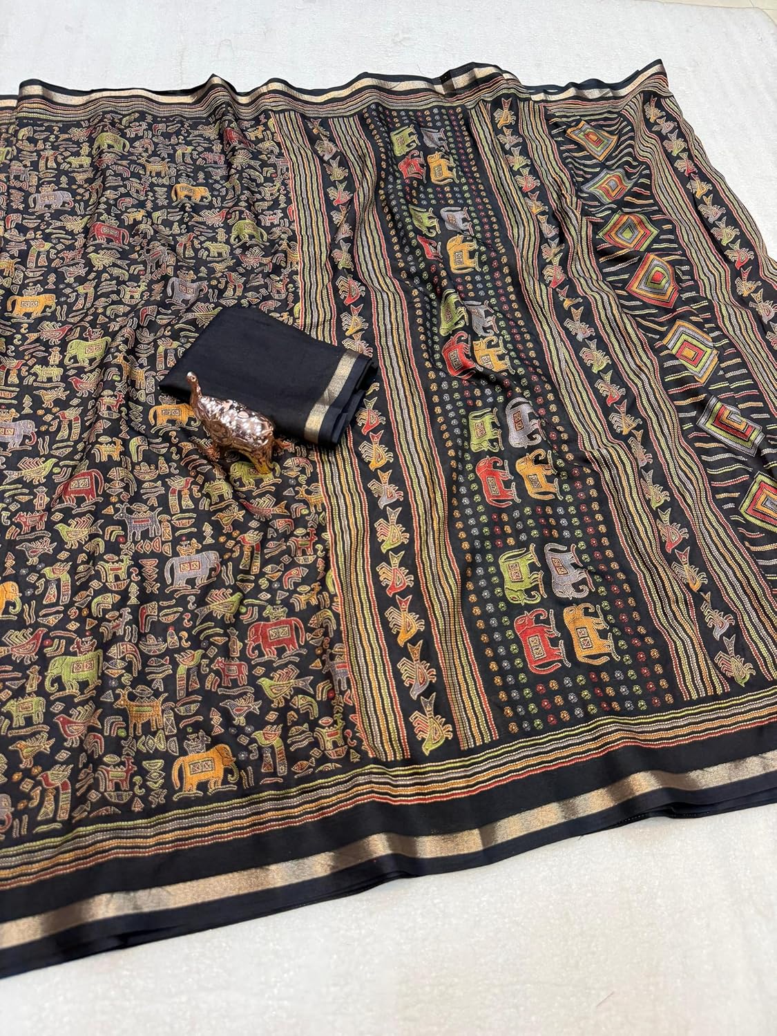 Vasthrlay Classic Kalamkari Saree with elegant Ghicha styling