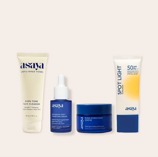 Asaya 4 Step Skincare Set Cleanser Spot Serum Creme and Sunscreen