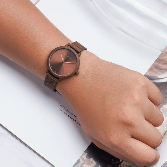 Joker and Witch Mercer Copper Medium Dial Mesh Strap Womens Watch