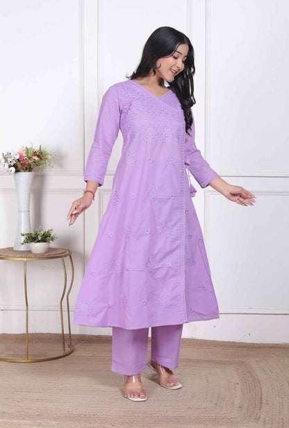 Miravan Womens Lavender Angrakha Kurta Set - view 2