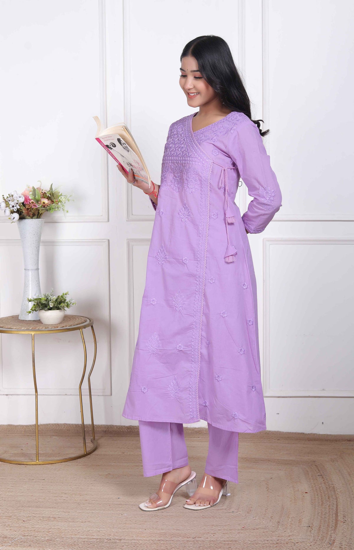 Miravan Womens Lavender Angrakha Kurta Set - view 3