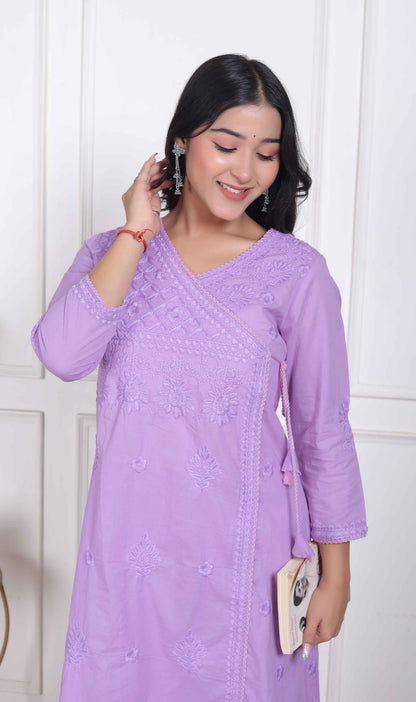 Miravan Womens Lavender Angrakha Kurta Set - view 4