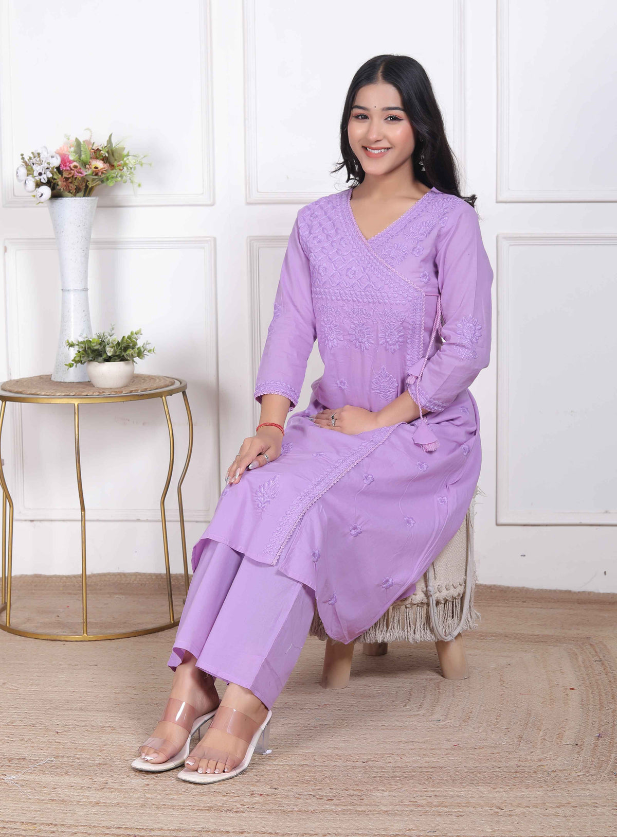 Miravan Womens Lavender Angrakha Kurta Set - view 6