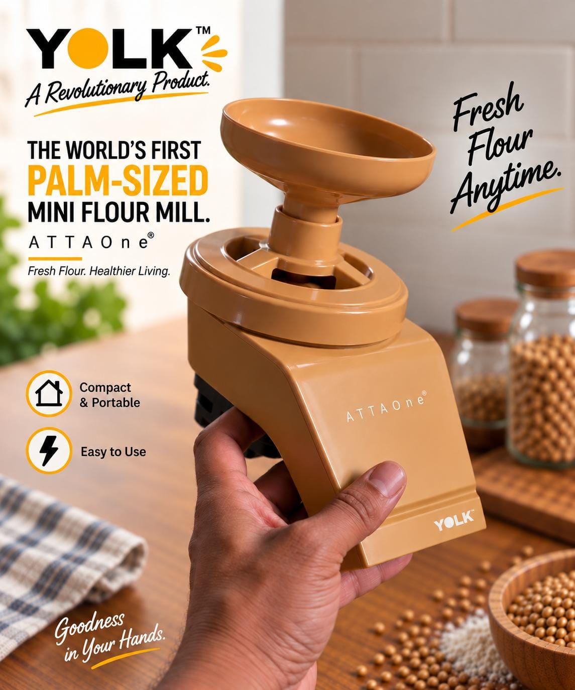Yolk ATTAOne Mini Flour Mill Attachment for Mixer Grinder