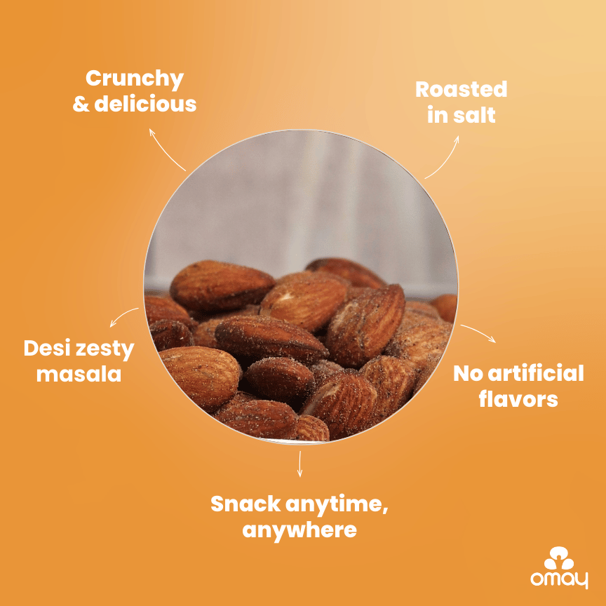 Omay Foods Spiced Roasted Almonds, 170g