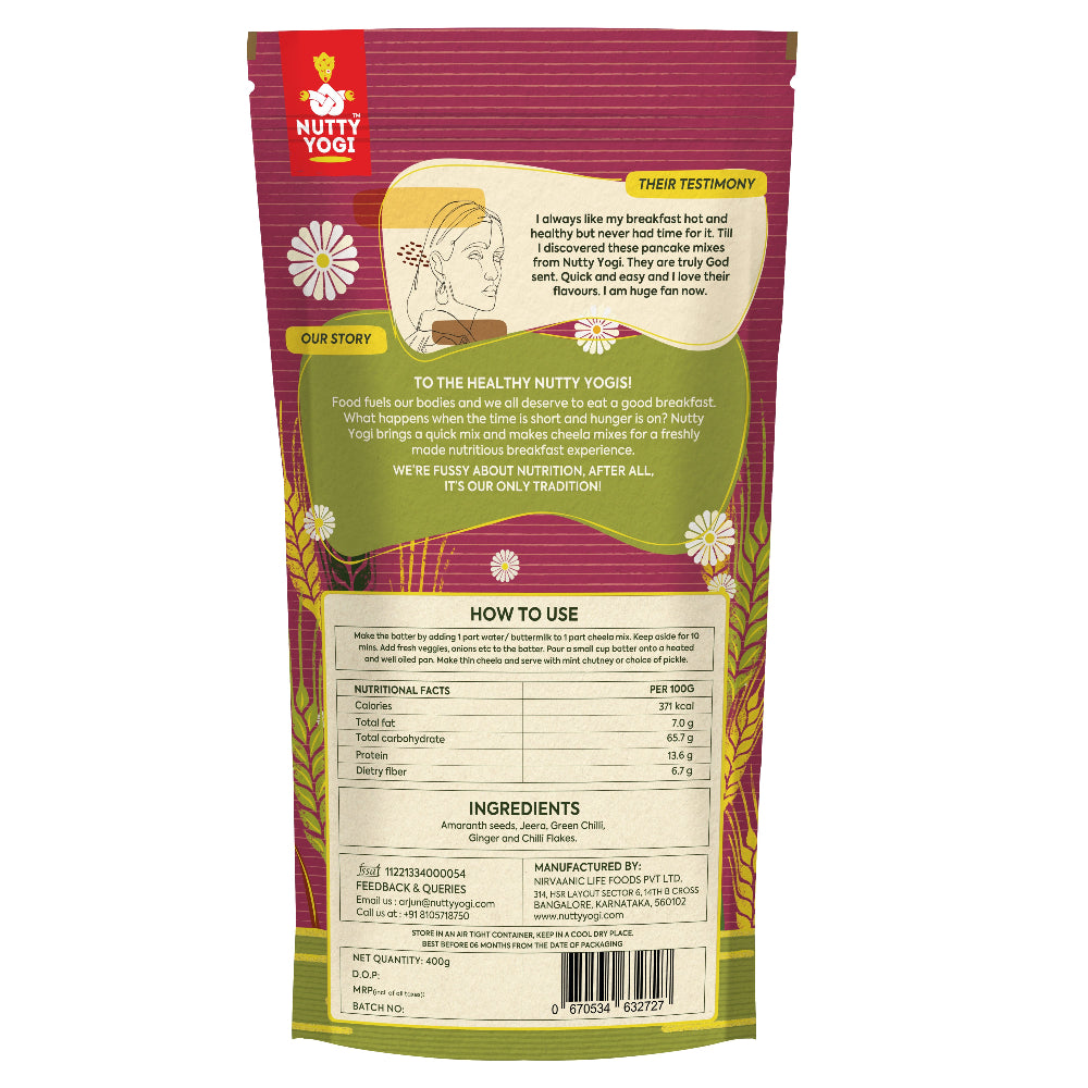 Nutty Yogi Amaranth Cheela Mix 400g