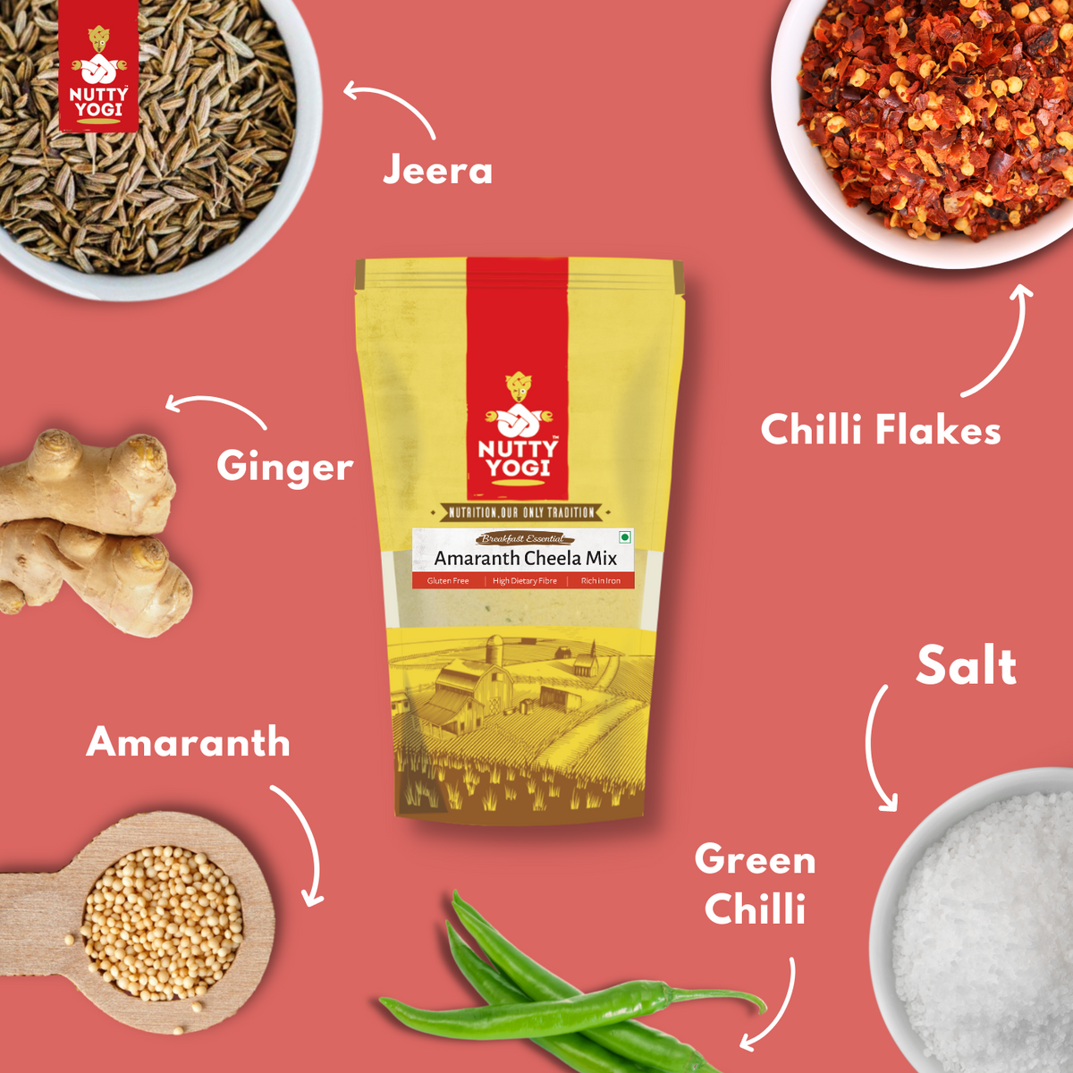Nutty Yogi Amaranth Cheela Mix 400g