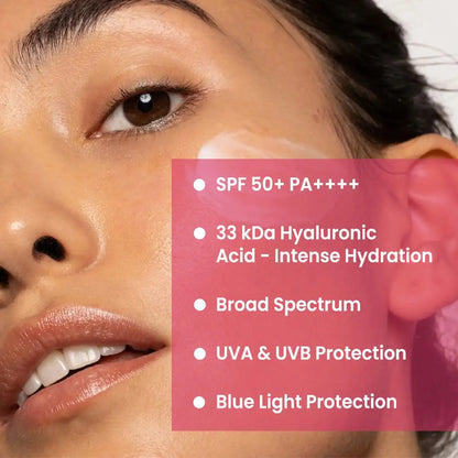 ThriveCo Sunscreen SPF 50 PA++++ bottle with broad-spectrum UV protection, shown on healthy skin. - Image 5