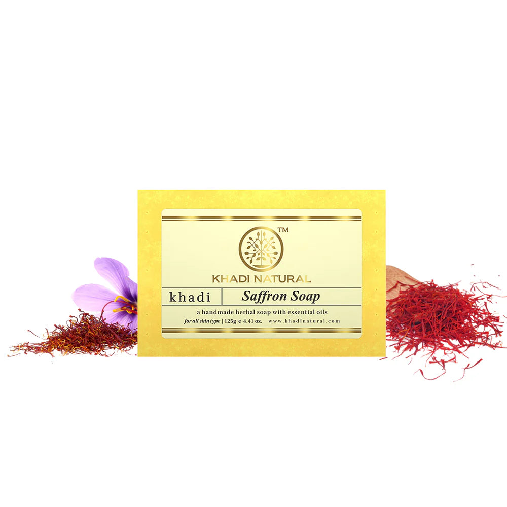 Khadi Natural Saffron Soap 125g - PUSHMYCART