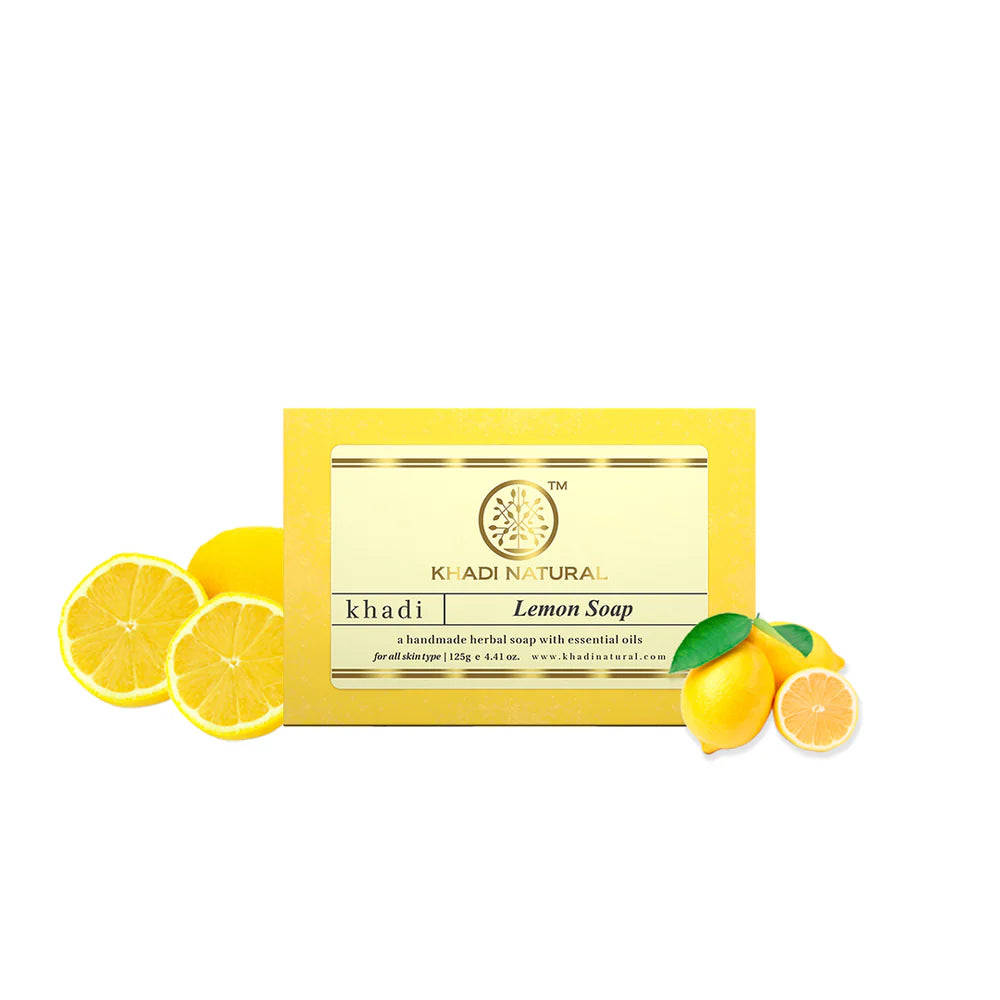 Khadi Natural Ayurvedic Herbal Handmade Lemon Soap - PUSHMYCART