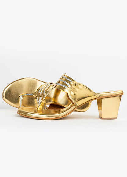 Dhaga Gold Block Heels for Women