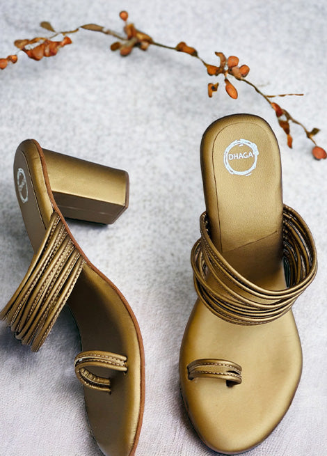 Dhaga Antique Chic Block Heel Kolhapuri for Women