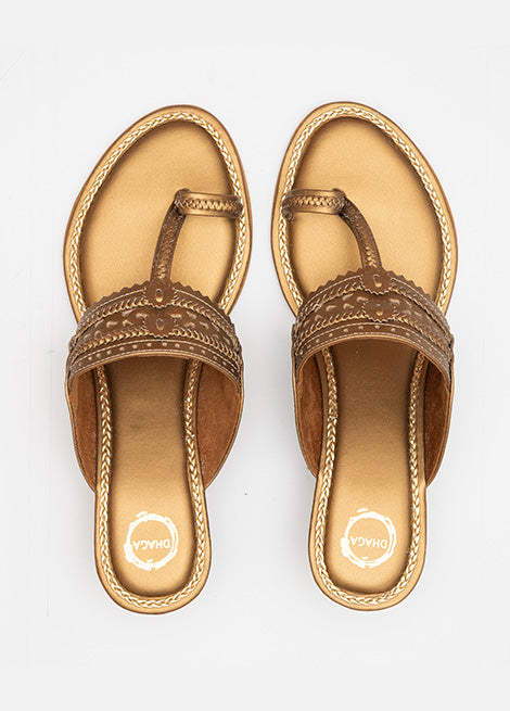 Dhaga Antique Wedge Heels Kolhapuri for Women