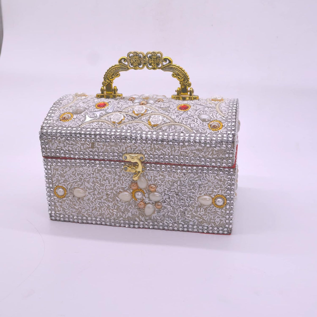 Santarms Handcrafted Wooden Makeup Vanity Box with Mirror White
