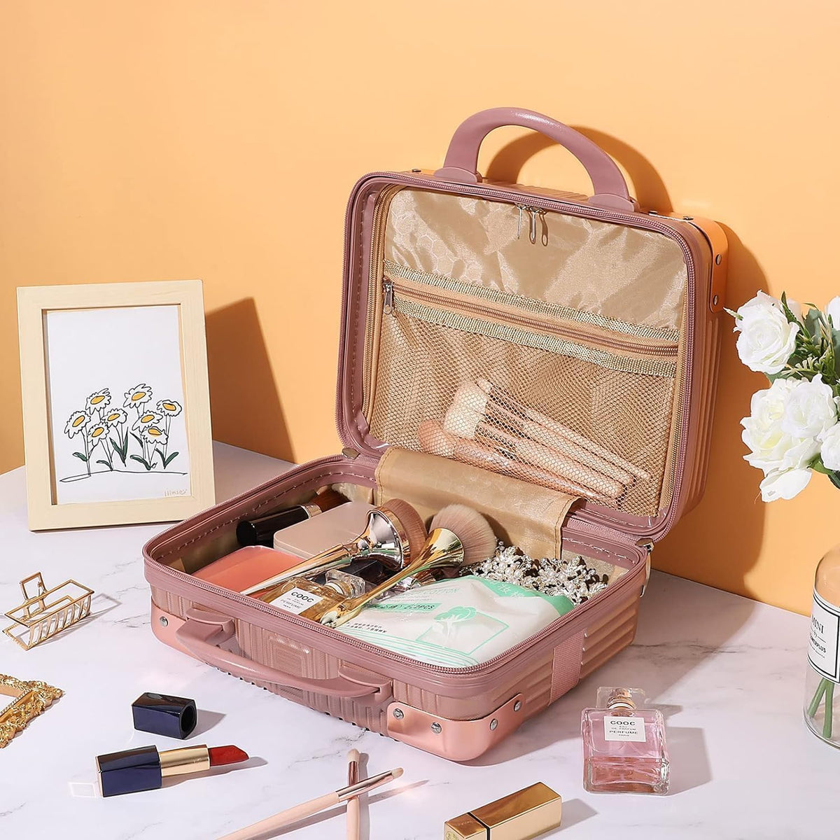 Shoppixo Hard Shell Makeup Vanity Case 30 cm Rose Gold