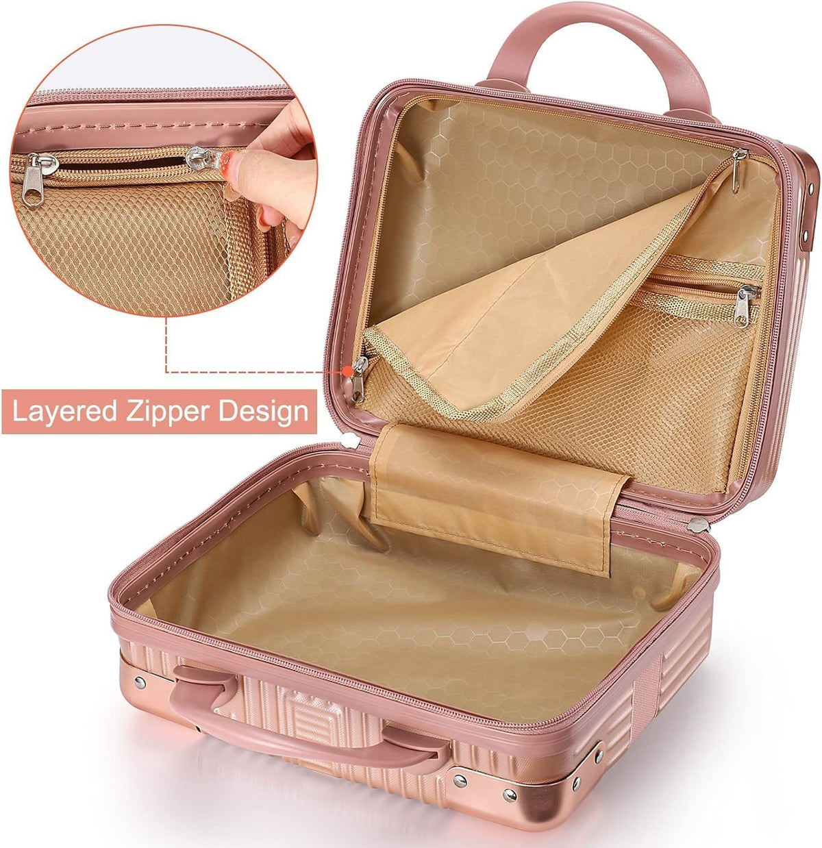 Shoppixo Hard Shell Makeup Vanity Case 30 cm Rose Gold