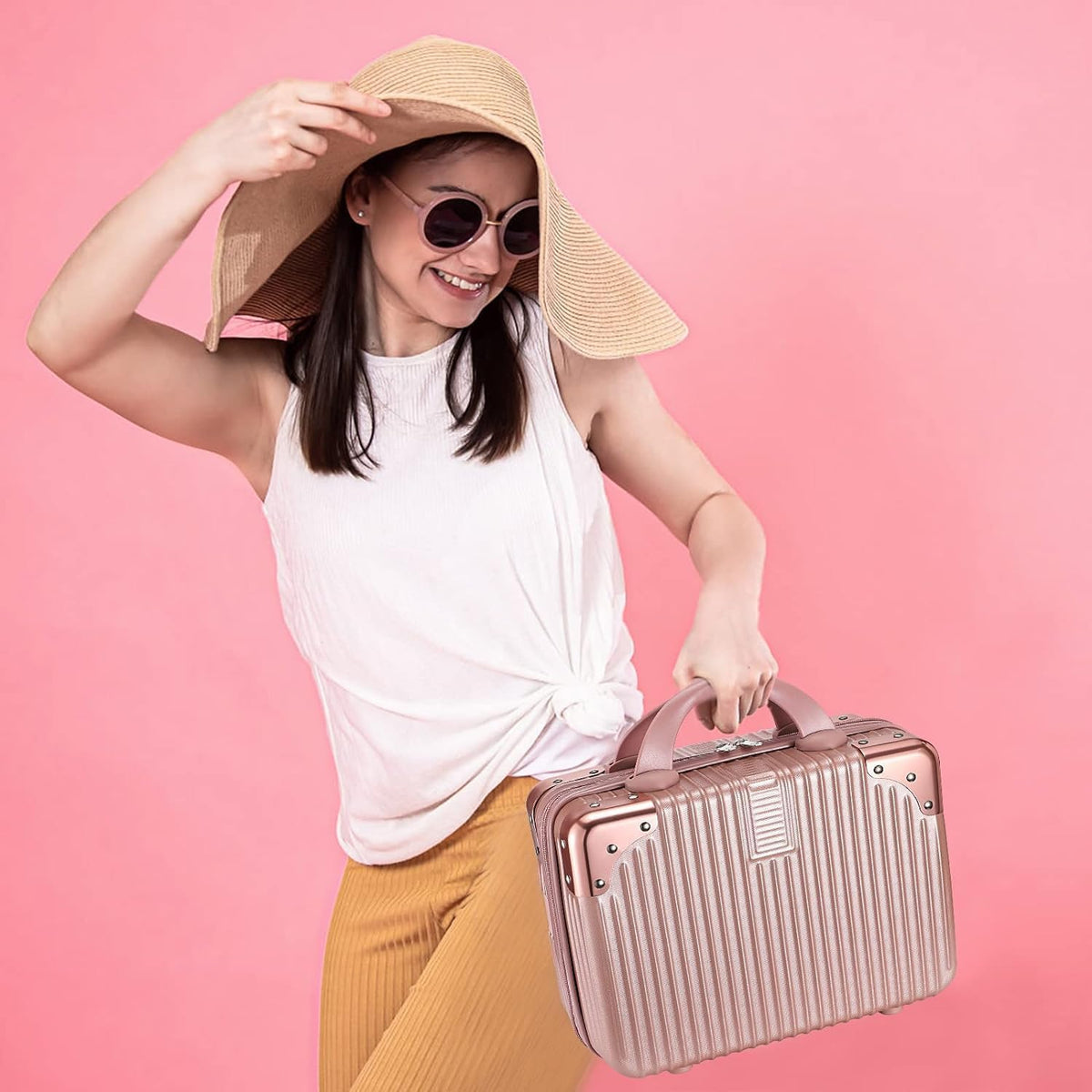 Shoppixo Hard Shell Makeup Vanity Case 30 cm Rose Gold