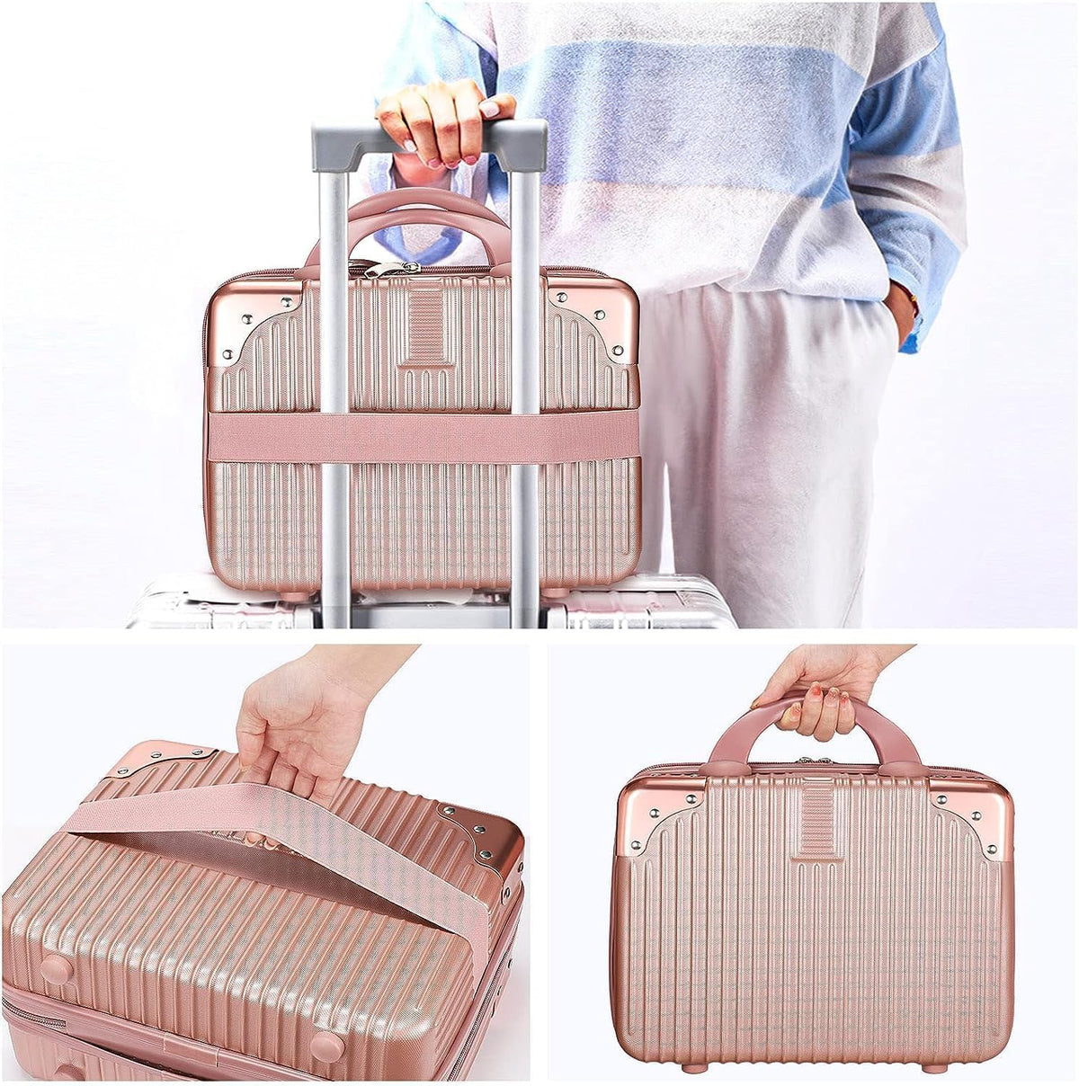 Shoppixo Hard Shell Makeup Vanity Case 30 cm Rose Gold