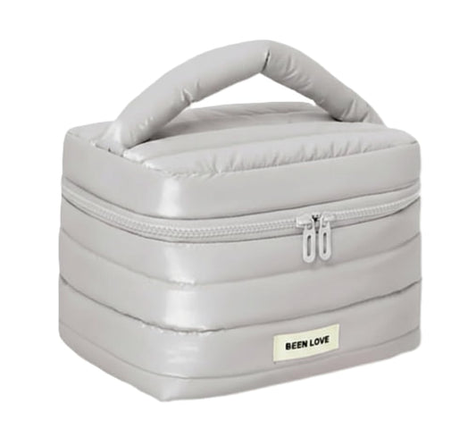Quilted Makeup Kit Organizer Bag 23 cm Grey