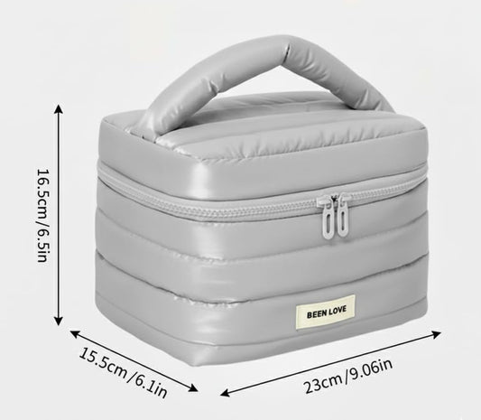 Quilted Makeup Kit Organizer Bag 23 cm Grey