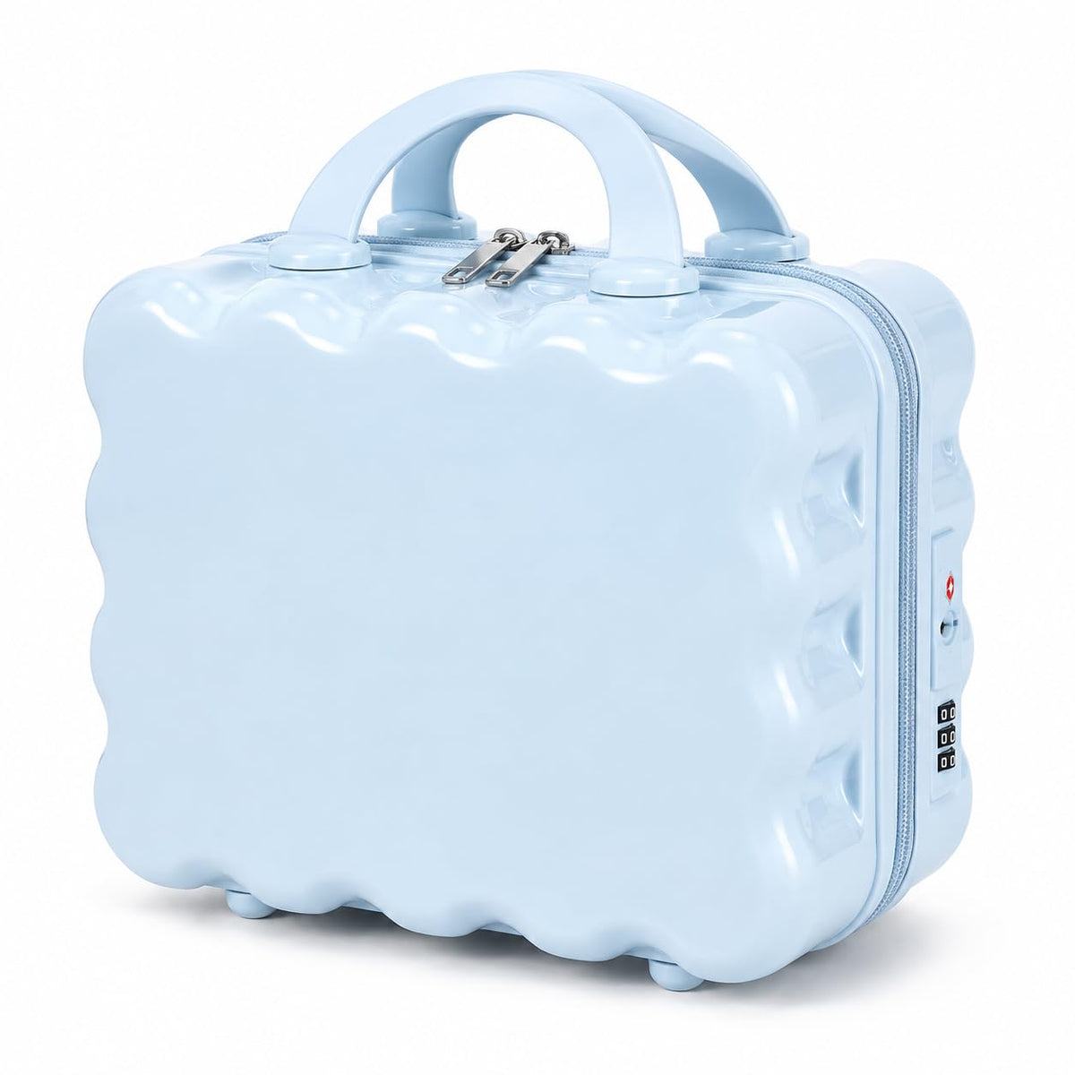 BLUE BEADS Scalloped Hard Shell Makeup Vanity Case 32 cm