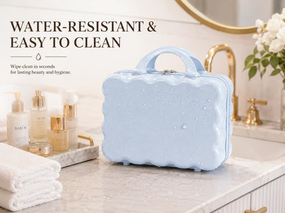 BLUE BEADS Scalloped Hard Shell Makeup Vanity Case 32 cm