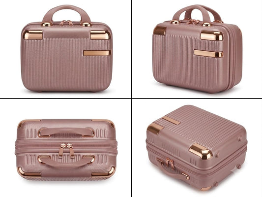 Hard Shell Makeup Vanity Case Rose Pink with Rose Gold Hardware