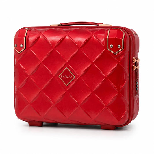 Shamax Quilted Hard Shell Makeup Vanity Case 33 cm Red