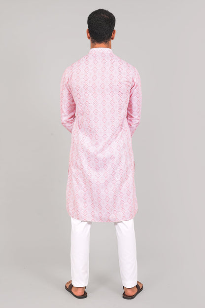 Veshbhoshaa Bluesaanchi Effortlessly Stylish Textured Light Pink Kurta Set For Men - PUSHMYCART