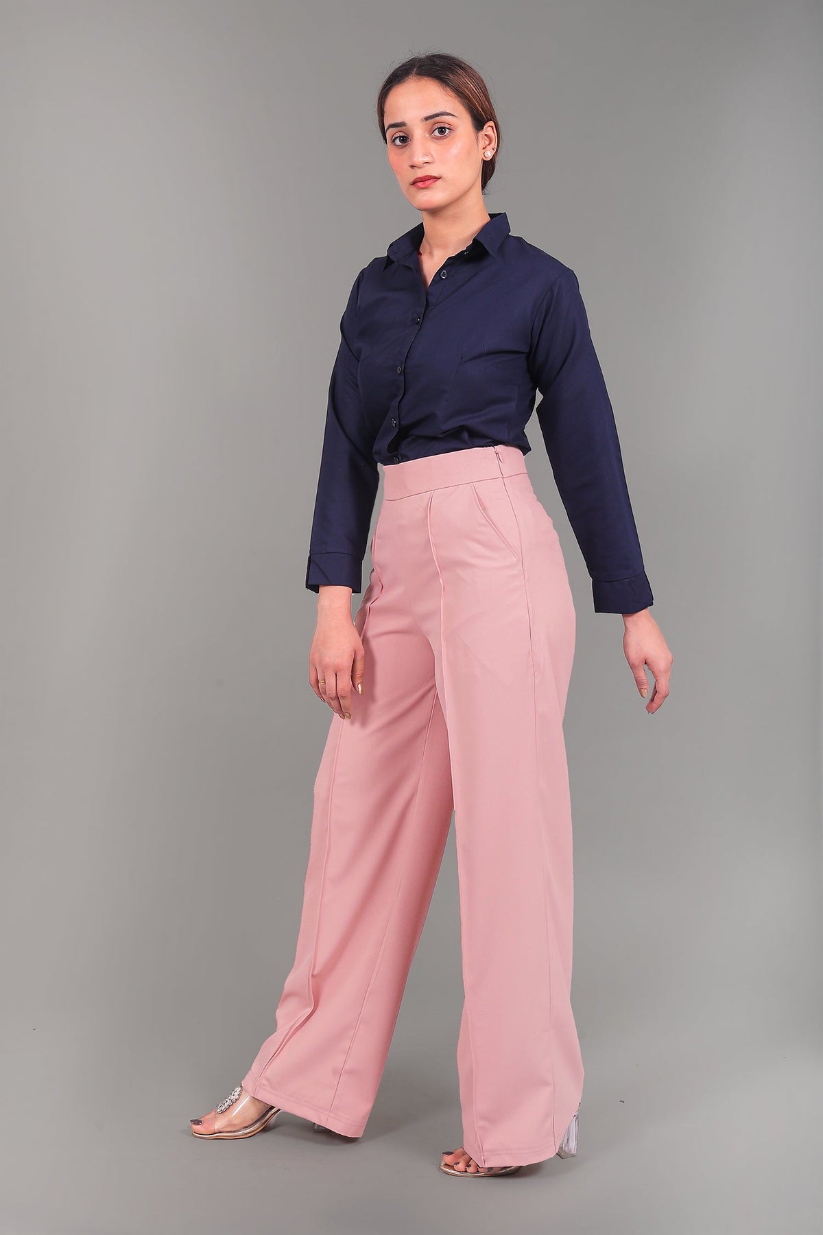Veshbhoshaa Bluebird Women'S Pink Bell Bottom Trouser - PUSHMYCART