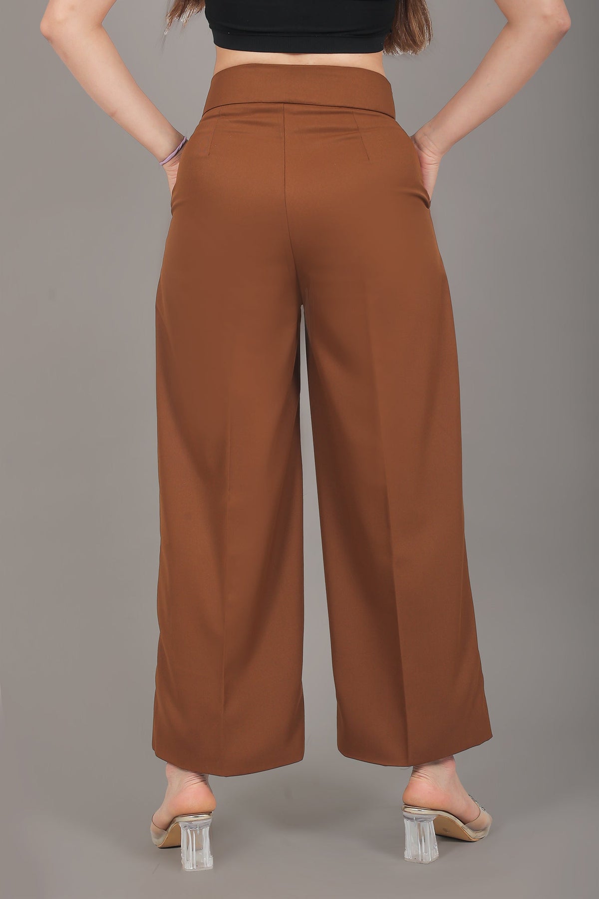 Veshbhoshaa Bluebird Women'S Caramel Short Bell Bottom Trouser - PUSHMYCART