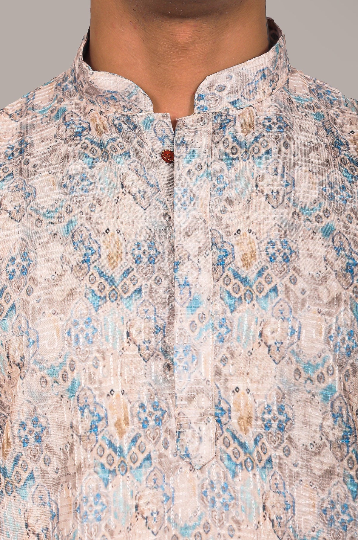 Veshbhoshaa Bluesaanchi Elegantly Casual Cream Textured Kurta Set - PUSHMYCART