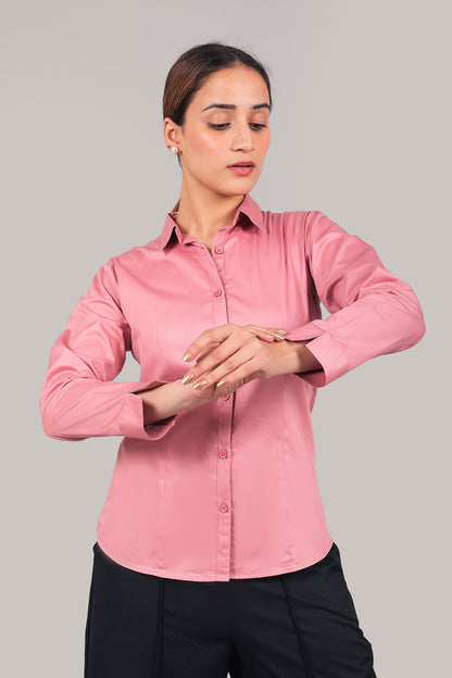 BLUEBIRD WOMEN'S PINK SATIN SHIRT