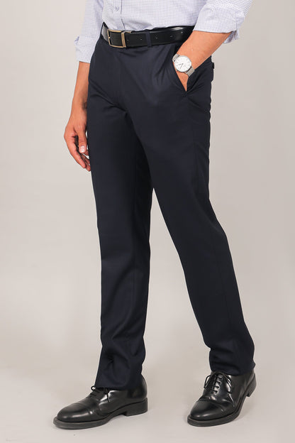 Veshbhoshaa Bluebird Men'S Navy Blue Formal Trouser - PUSHMYCART