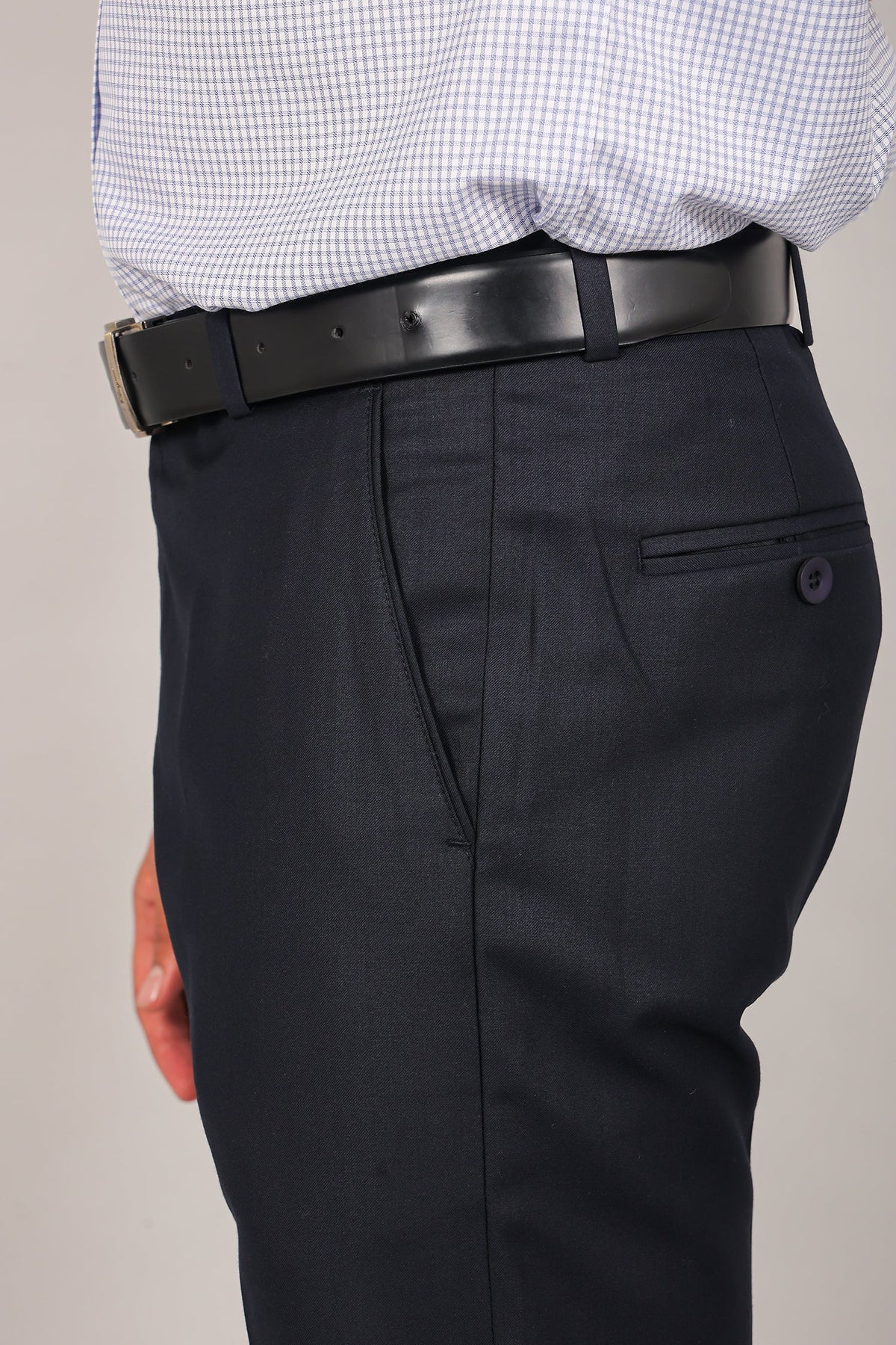 Veshbhoshaa Bluebird Men'S Navy Blue Formal Trouser - PUSHMYCART