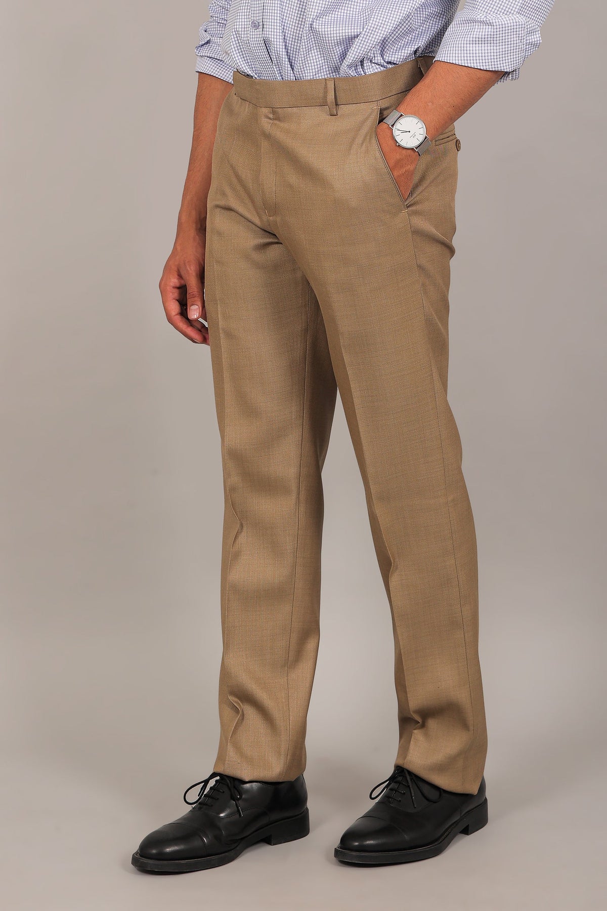 Veshbhoshaa Bluebird Men'S Tan Formal Trouser - PUSHMYCART