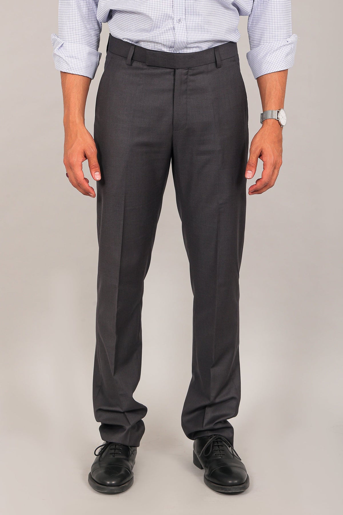 Veshbhoshaa Bluebird Men'S Ash Black Formal Trouser - PUSHMYCART