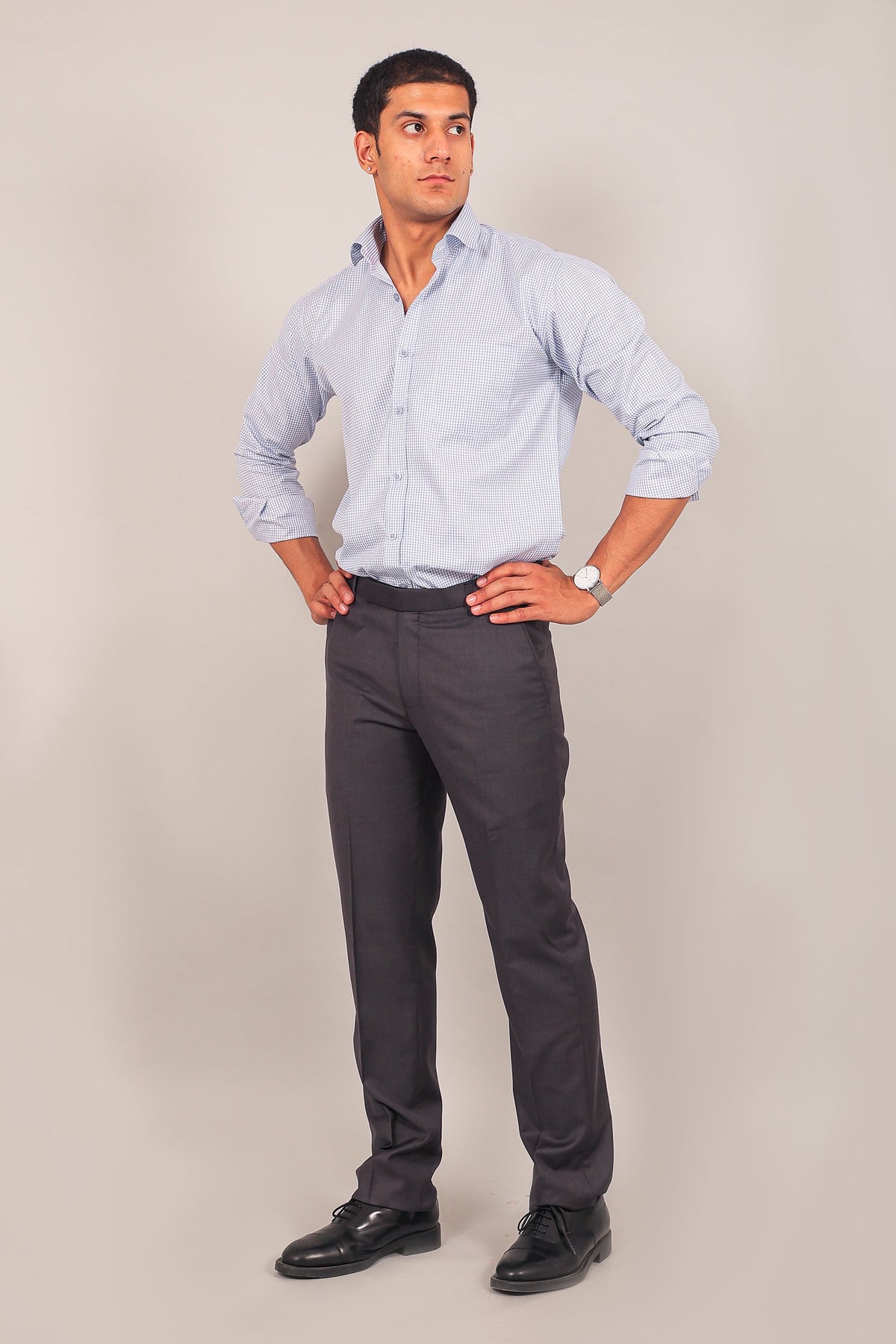 BLUEBIRD MEN'S ASH BLACK FORMAL TROUSER