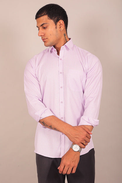 Veshbhoshaa Bluebird Men'S Light Puple Check Shirt - PUSHMYCART