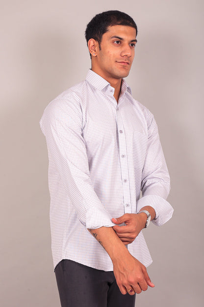 Veshbhoshaa Bluebird Men'S Light Slate Grey Check Shirt - PUSHMYCART