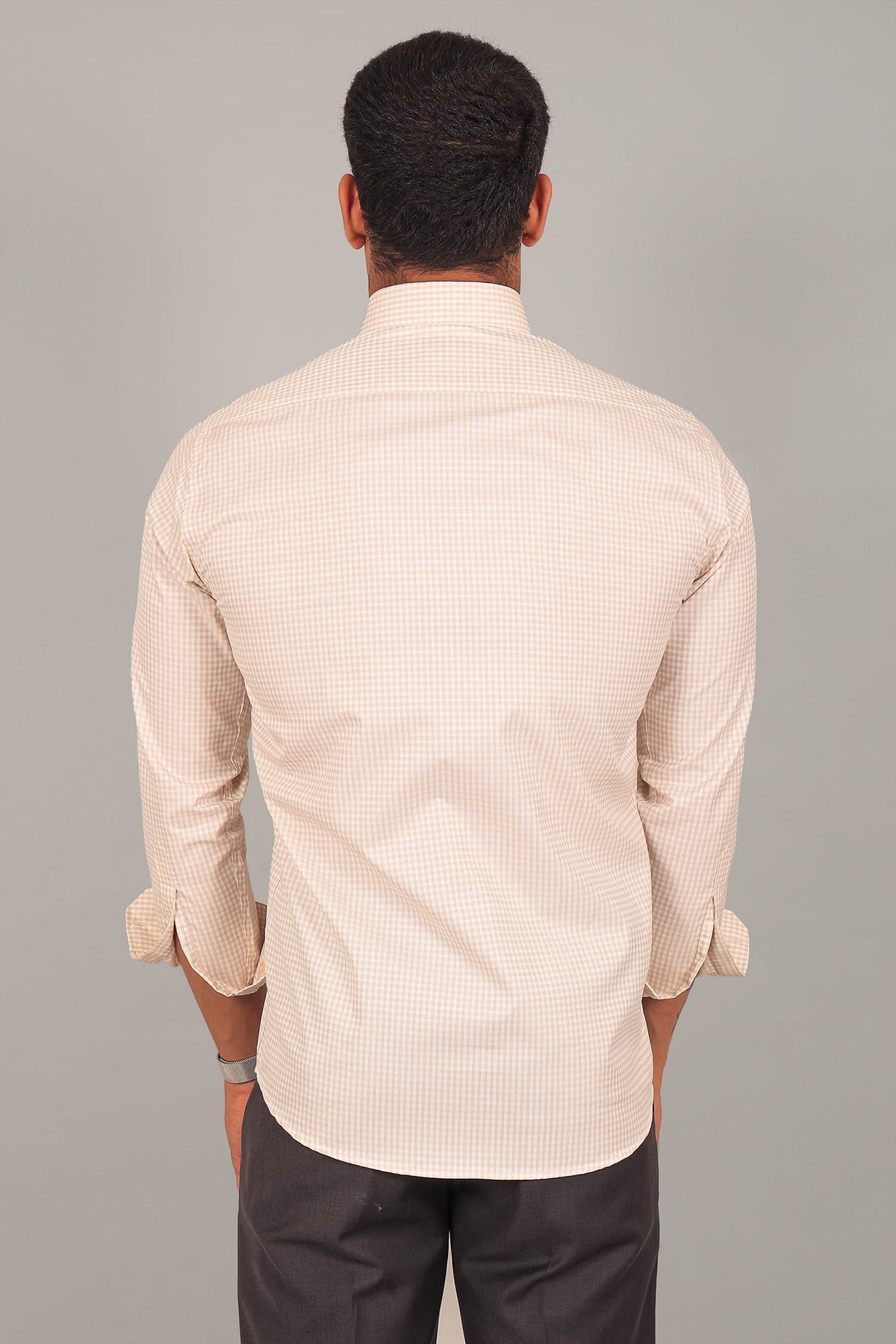 Veshbhoshaa Bluebird Men'S Light Brown Check Shirt - PUSHMYCART