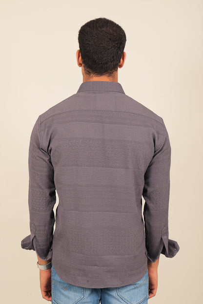 Veshbhoshaa Bluebird Men'S Grey Knitted Jacquard Shirt - PUSHMYCART