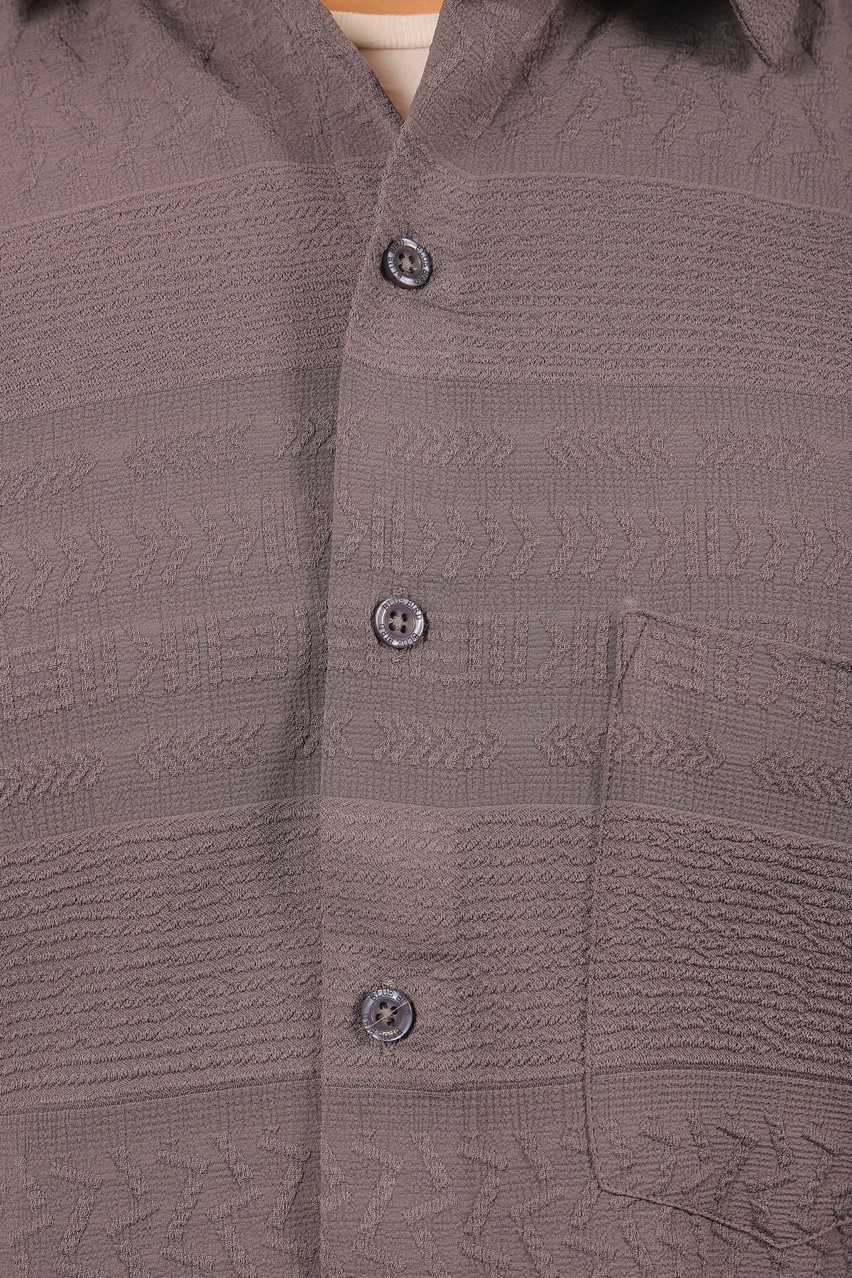 Veshbhoshaa Bluebird Men'S Grey Knitted Jacquard Shirt - PUSHMYCART