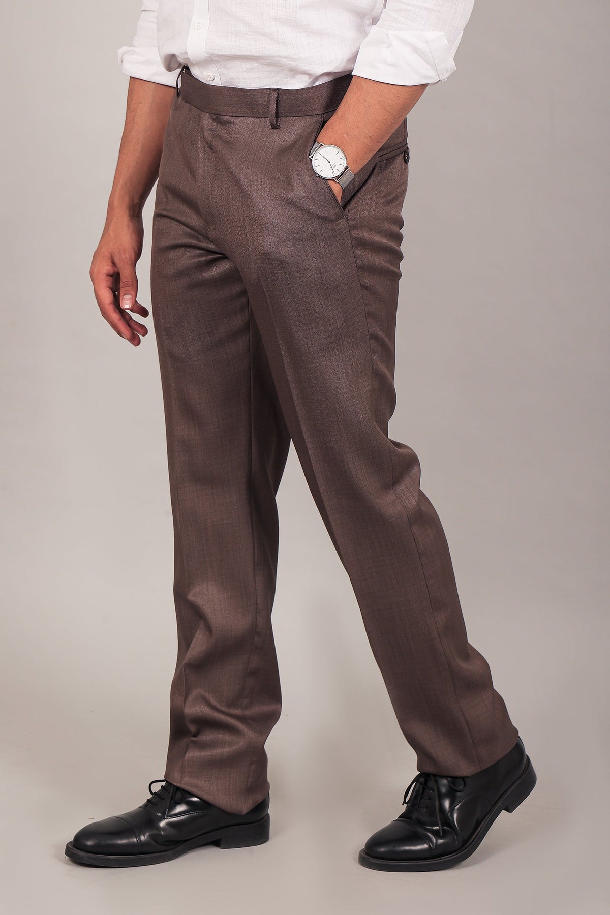 Veshbhoshaa Bluebird Men'S Brown Formal Trouser - PUSHMYCART