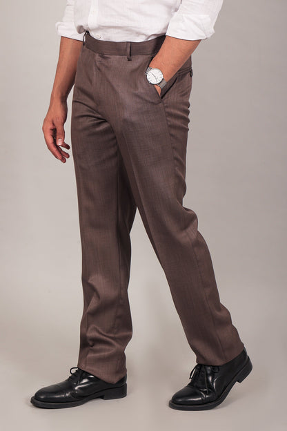 Veshbhoshaa Bluebird Men'S Brown Formal Trouser - PUSHMYCART