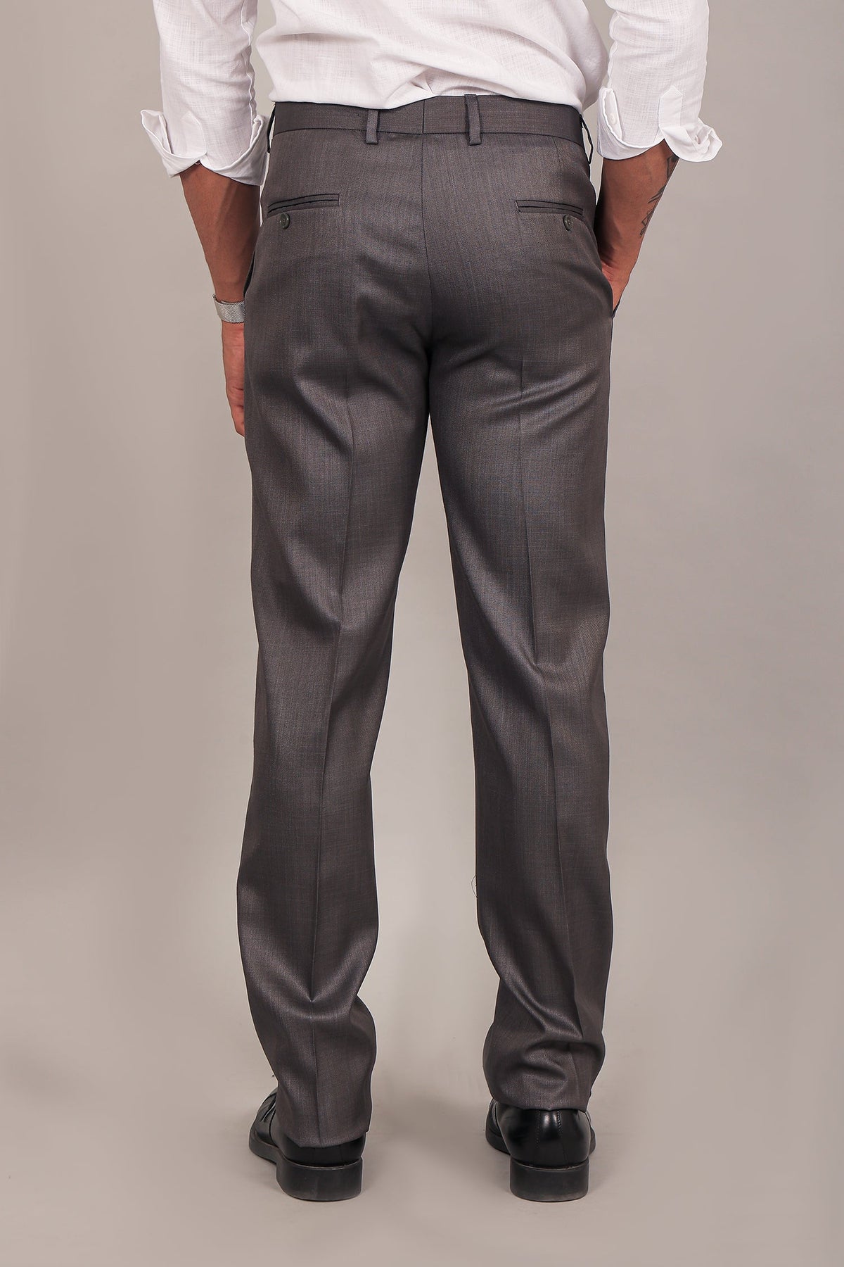 Veshbhoshaa Bluebird Men'S Dark Grey Formal Trouser - PUSHMYCART