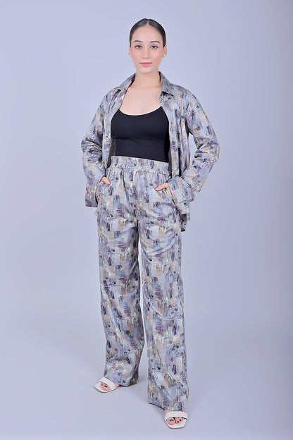 Veshbhoshaa Bluebird Women'S Printed Co-Ord Set Grey - PUSHMYCART