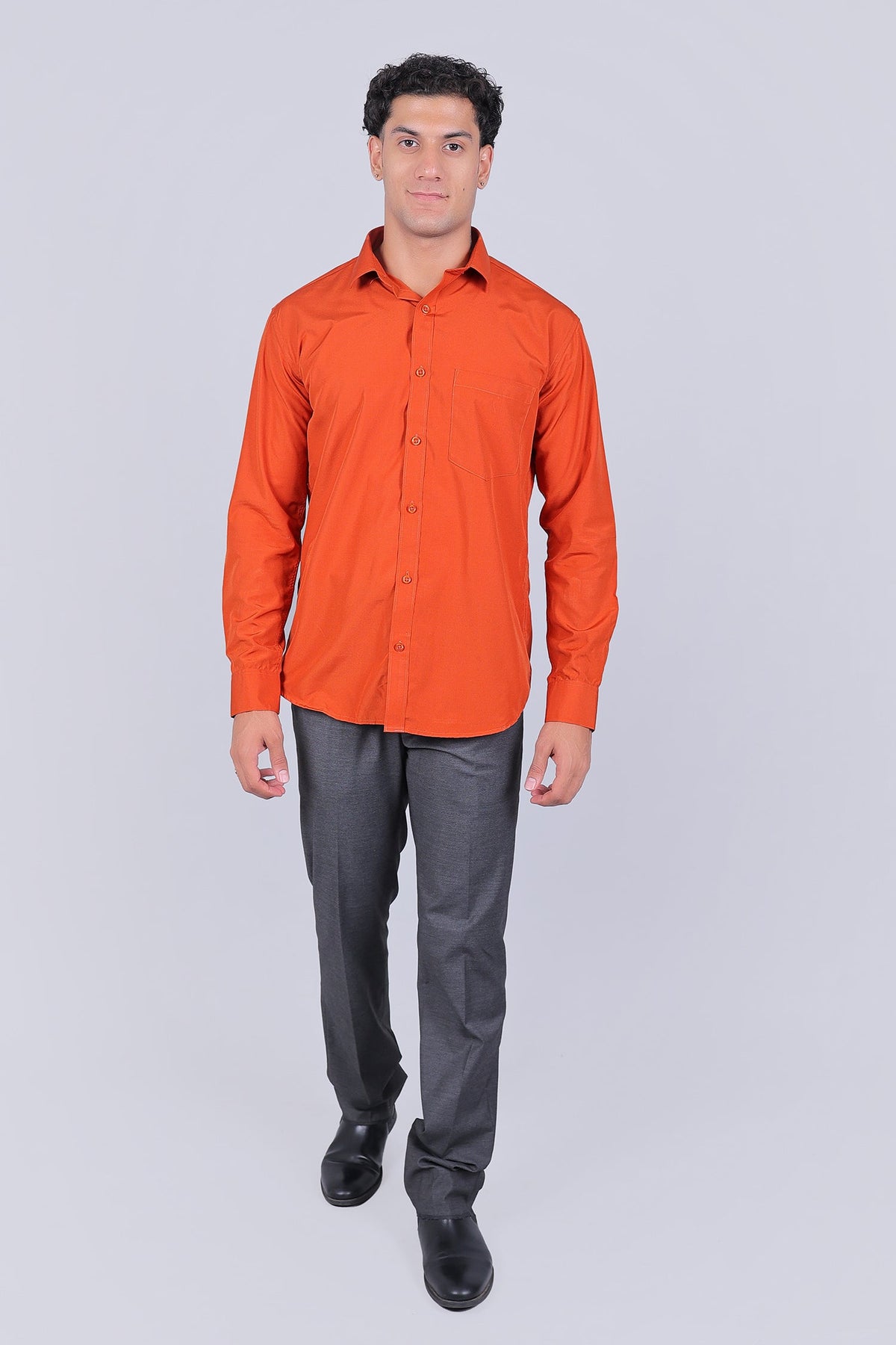Veshbhoshaa Bluebird Vibrant Orange Men'S Office Shirt - PUSHMYCART